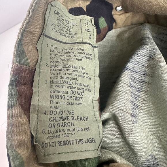 Atlas Headwear Military Army Utility Hot Weather Patrol Camouflage Cap Hat 6 7/8 - Picture 6 of 6